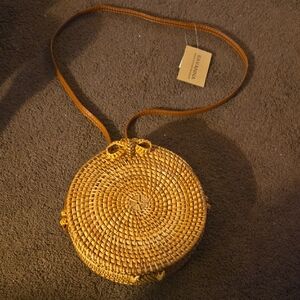 Savannah Tan Woven Crossbody Bag